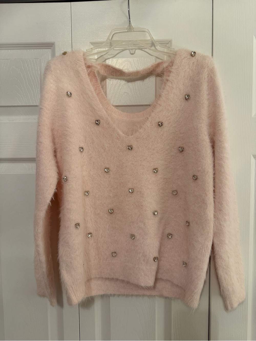 Lilly Pulitzer Cozy Pink Fuzzy Embellished V-Neck Sweater